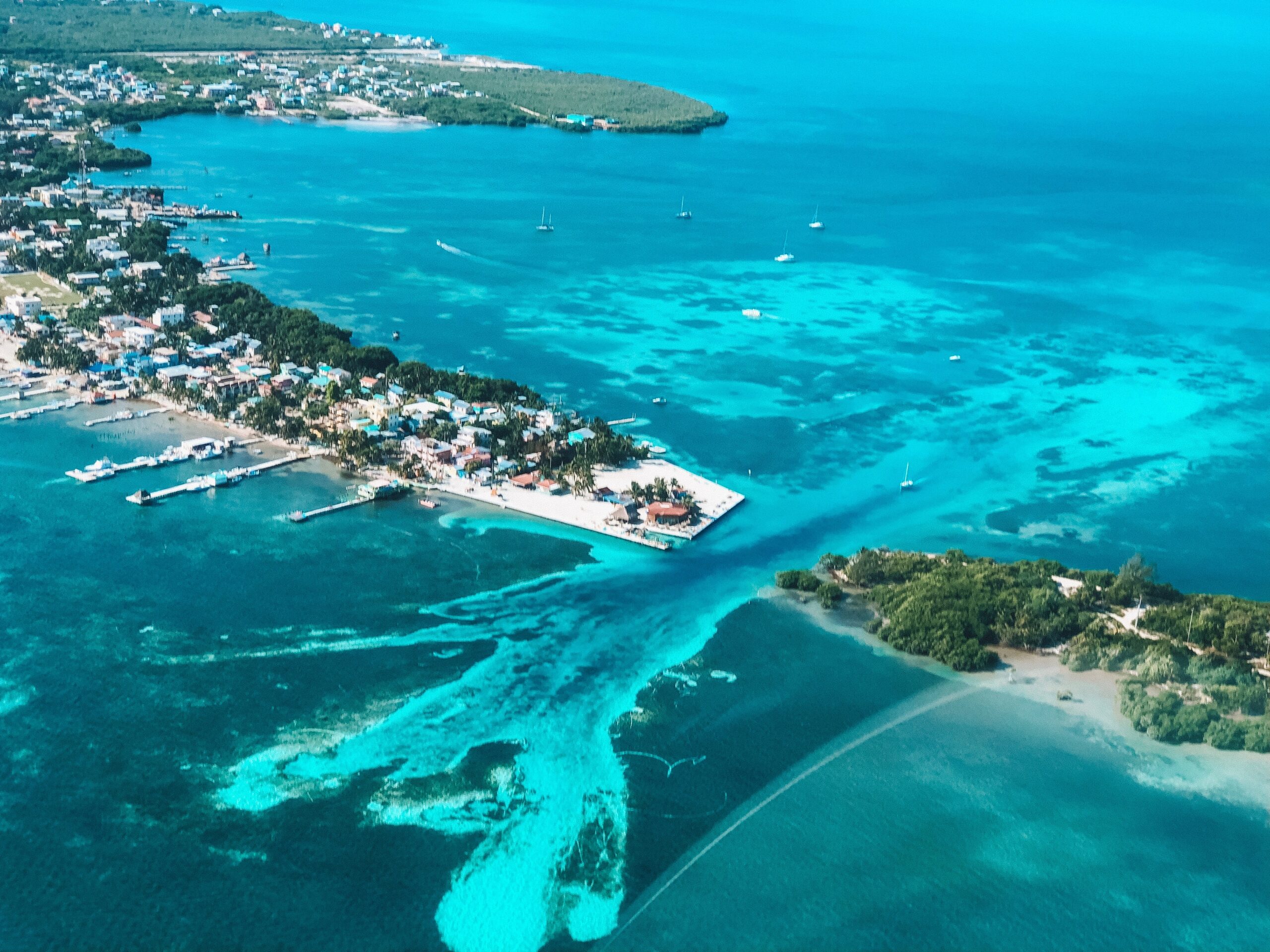 Caye,Caulker,Belize,Aerial,View