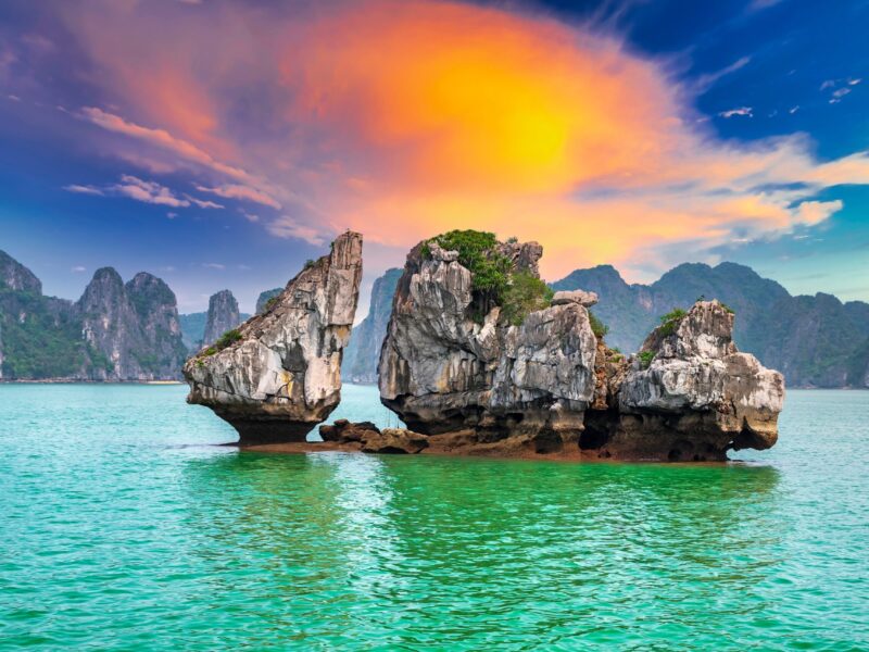 Dreamy,Sunset,Landscape,Halong,Bay,,Vietnam,View,From,Adove.,This