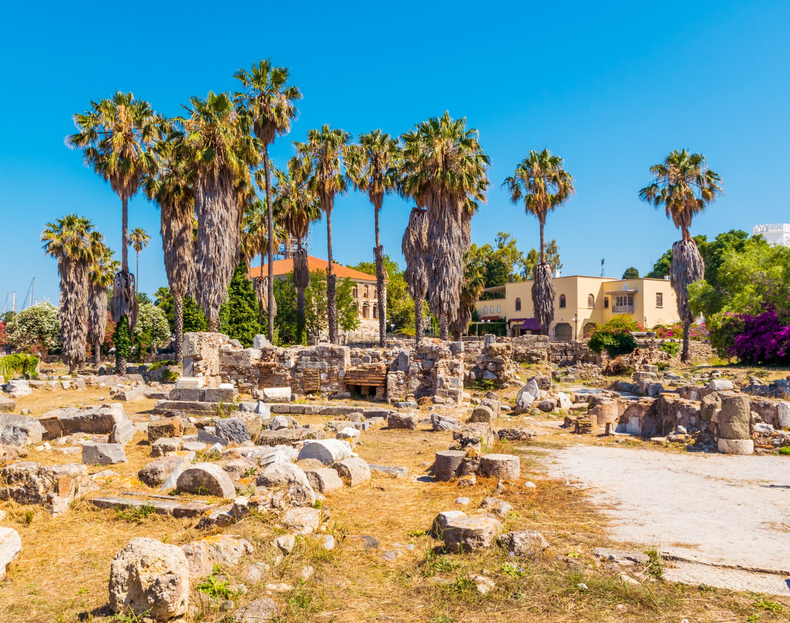 View,Of,Ruins,Of,Ancient,Agora,In,Kos,Town,,Kos