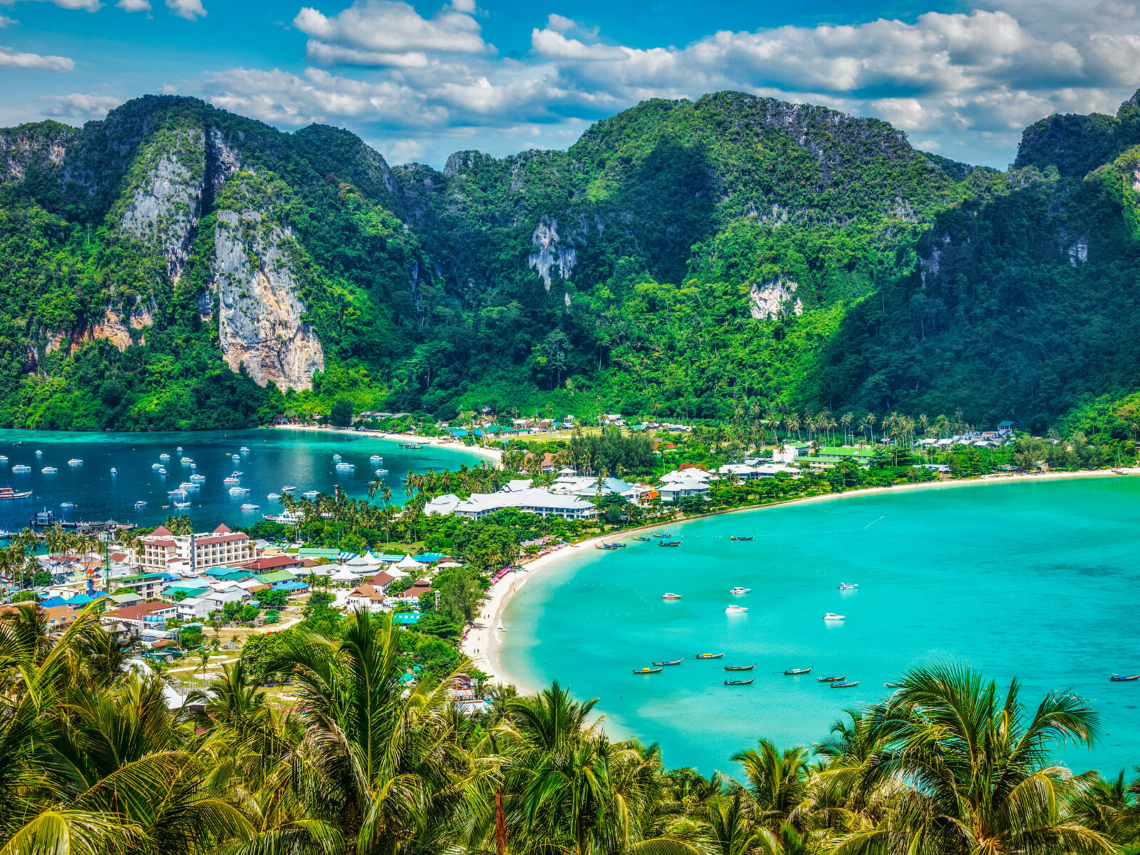 Travel,Vacation,Background,-,Tropical,Island,With,Resorts,-,Phi-phi