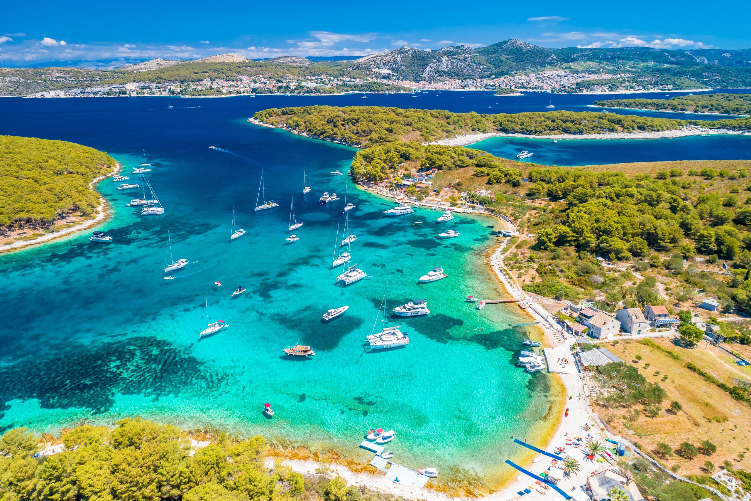 Pakleni,Otoci,Marinkovac,Island,Turquoise,Bay,Yachting,Destination,Aerial,View,