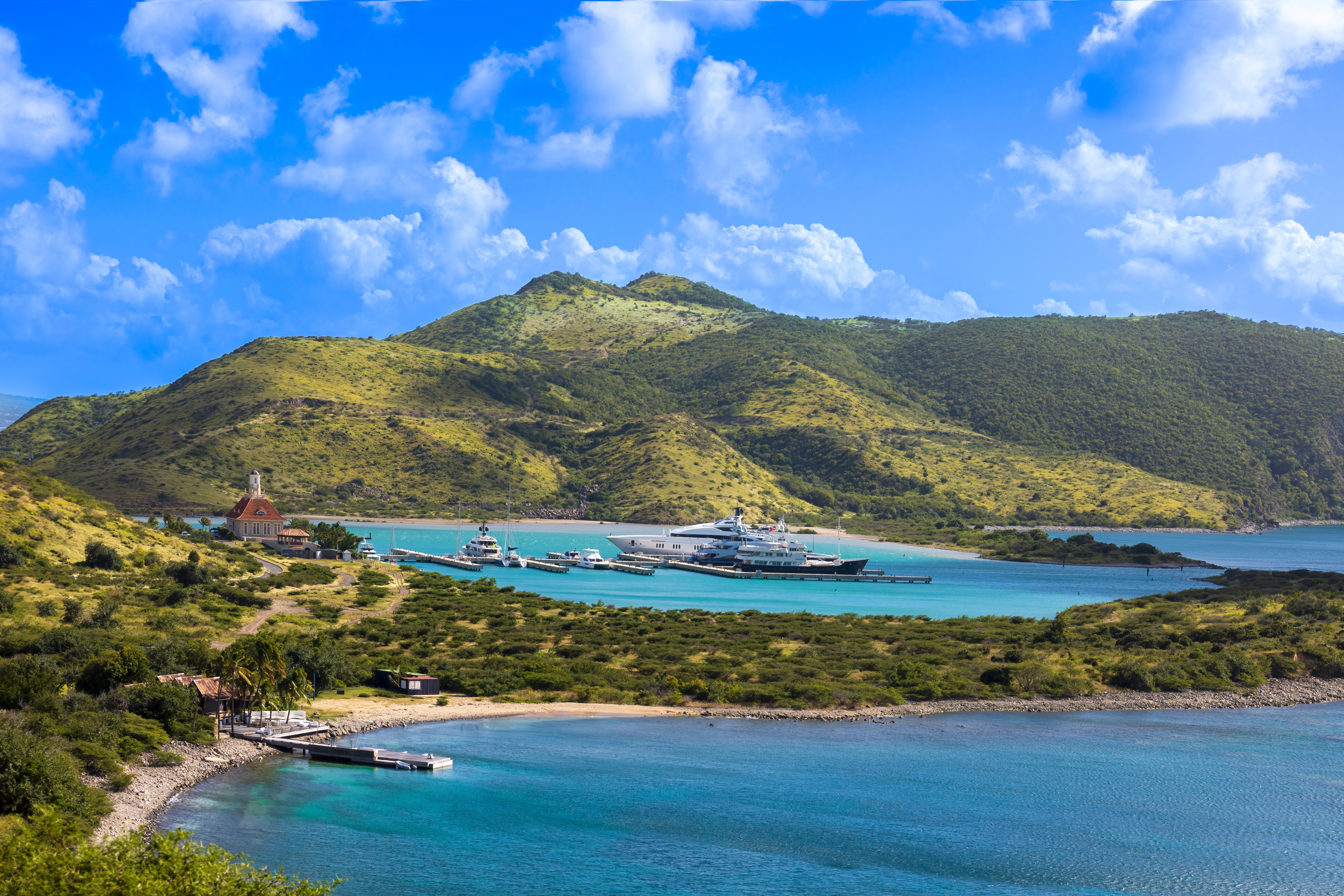Saint,Kitts,And,Nevis,,Basseterre,Christophe,Harbor,Ocean,Shore,With