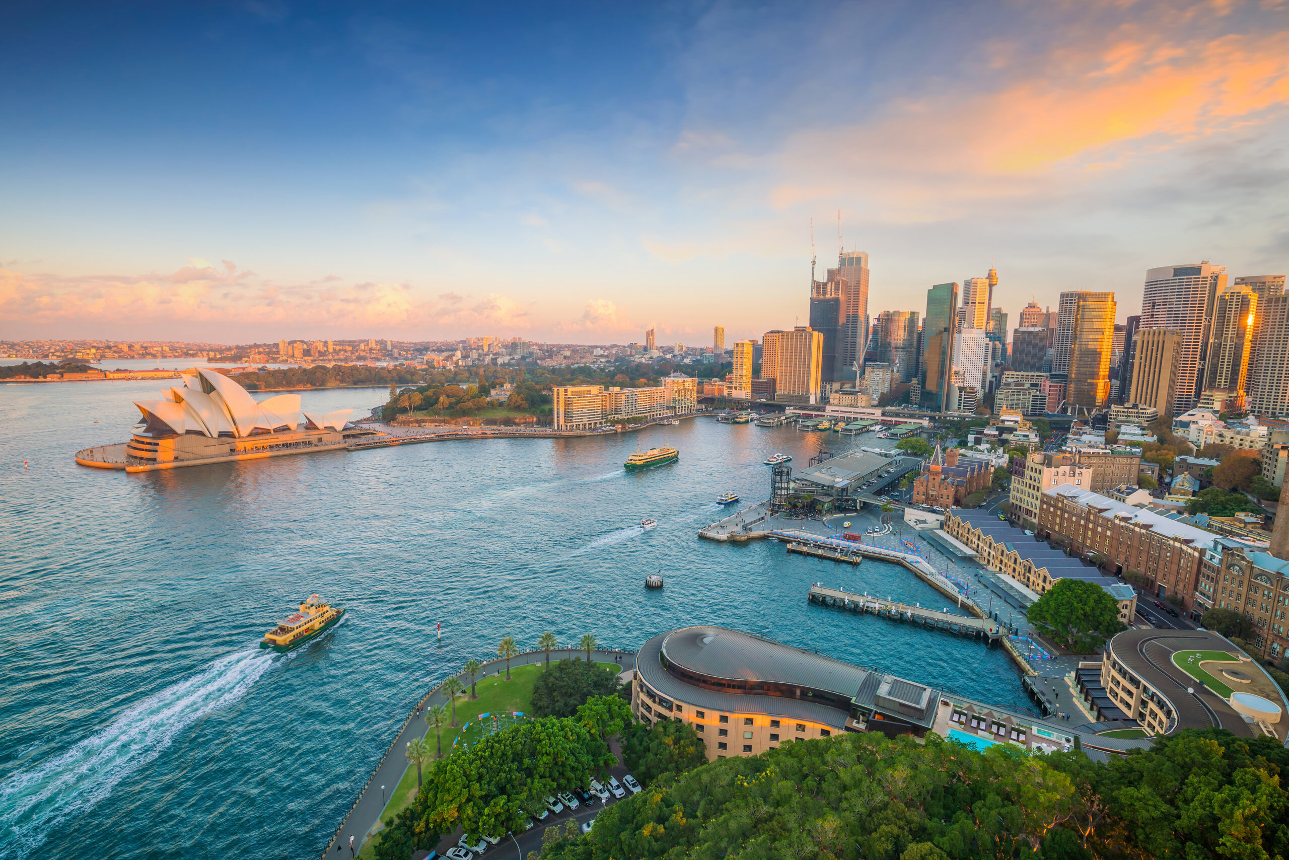 Downtown,Sydney,Skyline,In,Australia,From,Top,View,At,Twilight