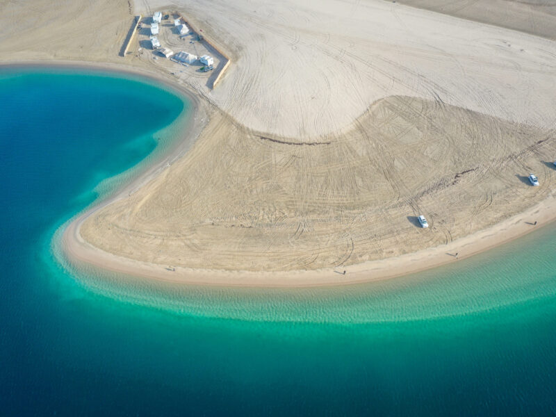 Aerial,View,Of,Inland,Sea,,Desert,Near,Doha,,Qatar